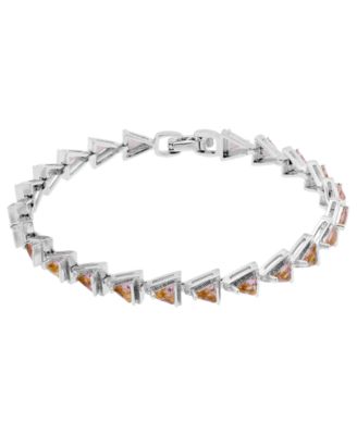 Macy's Triangle Light Pink Cubic Zirconia Ribbed Border Tennis Bracelet