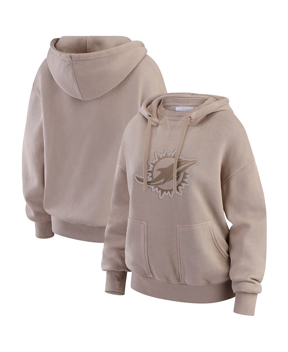Женский джемпер WEAR by Erin Andrews Miami Dolphins Washed Pullover Crewdie Tan