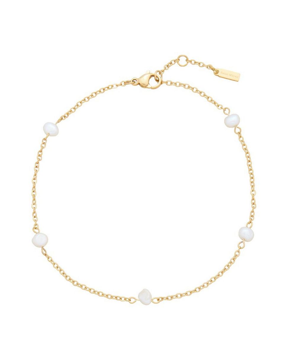 St. Moran Tarnish-Resistant Gold Natural Freshwater Pearl Max Station Anklet