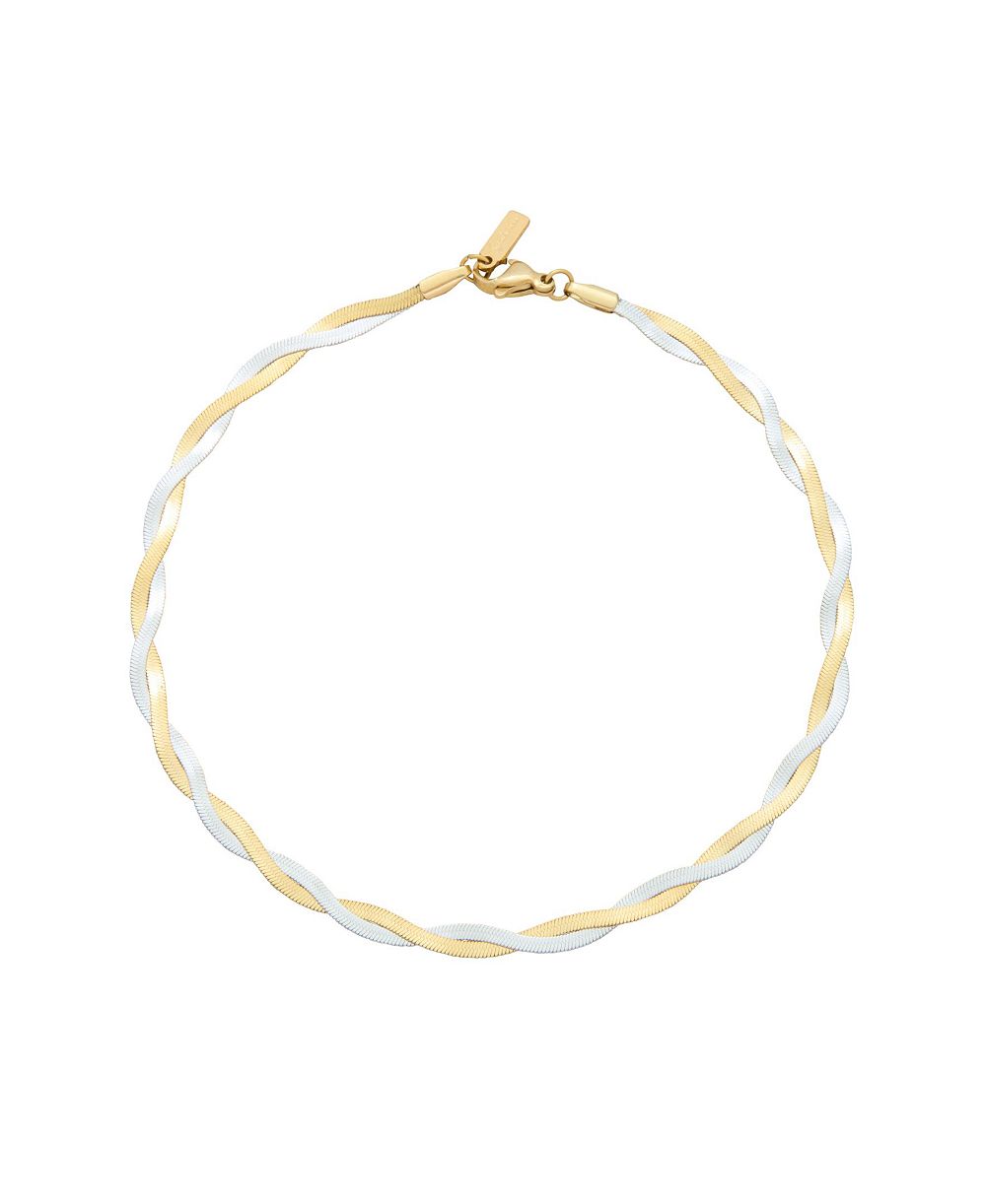 St. Moran Tarnish-Resistant Mixed Metal Braided Herringbone Chain Amina Anklet
