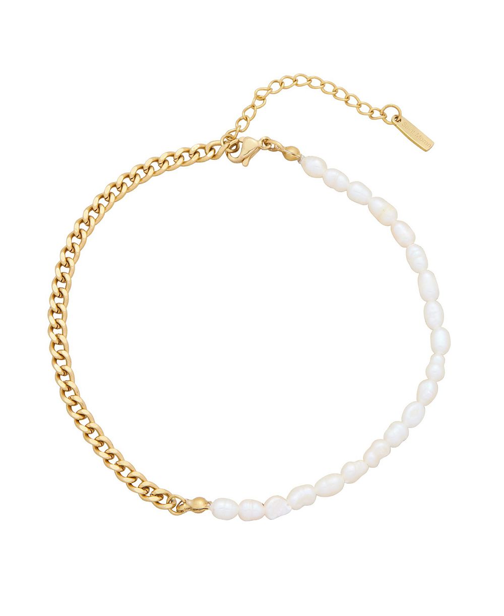 St. Moran Tarnish-Resistant Gold Natural Freshwater Pearl 1/2 Chain Eden Anklet