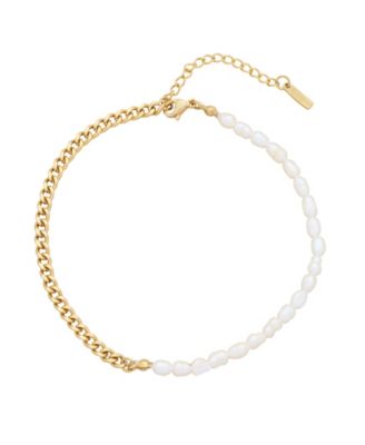 St. Moran Tarnish-Resistant Gold Natural Freshwater Pearl 1/2 Chain Eden Anklet