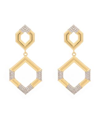 Серьги-подвески St. Moran Gold Hexagon Pave Esme Drop