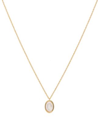 St. Moran Gold Natural MOTHER-OF-PEARL Oval Olivia Pendant Necklace