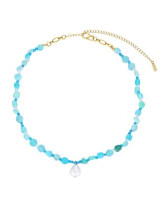 Ожерелье St. Moran Tarnish-Resistant Gold Natural Freshwater Pearl Turquoise Beaded Meyer