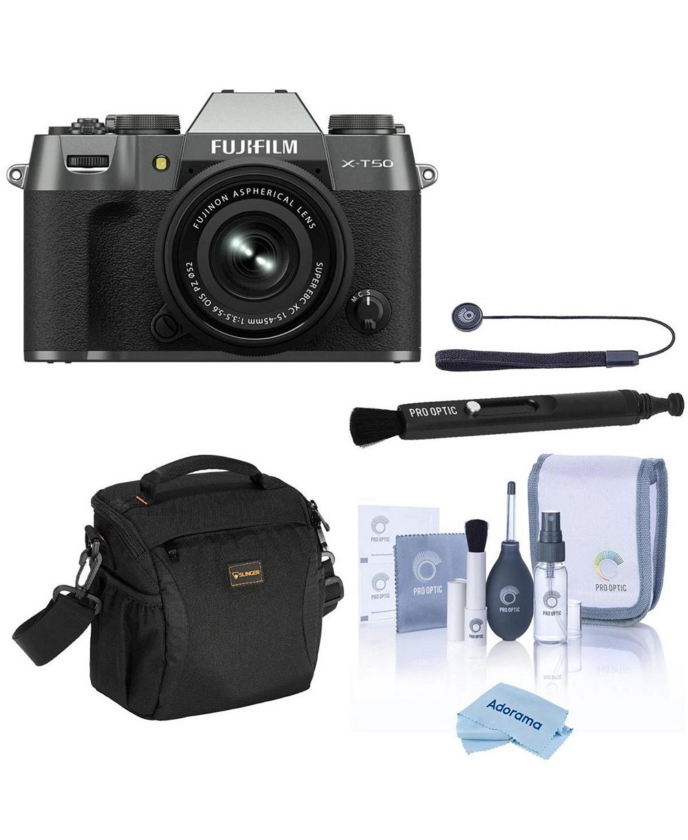 Беззеркальная камера Fujifilm X-T50 с объективом XC 15-45mm f/3.5-5.6 OIS PZ и набором для чистки