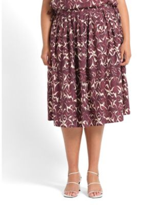 ESTELLE Women's Brinley A-line Pleated Print Midi Skirt