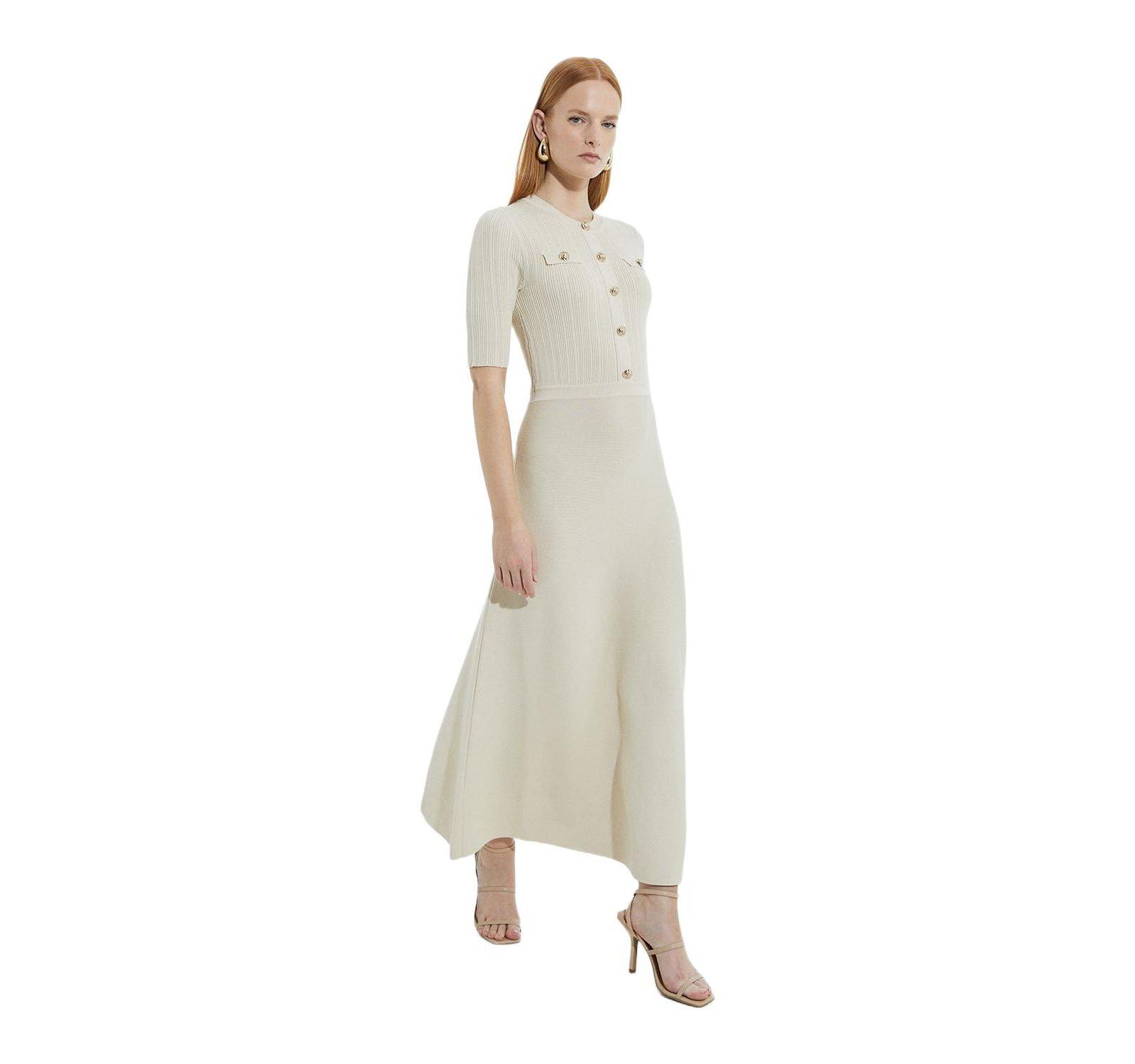 Женское платье макси Karen Millen Rib Knit с военной отделкой