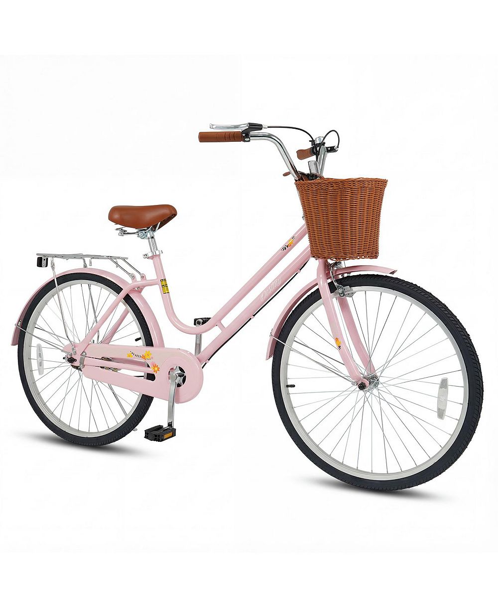Велосипед Gymax Beach Cruiser с регулируемым сиденьем и корзиной