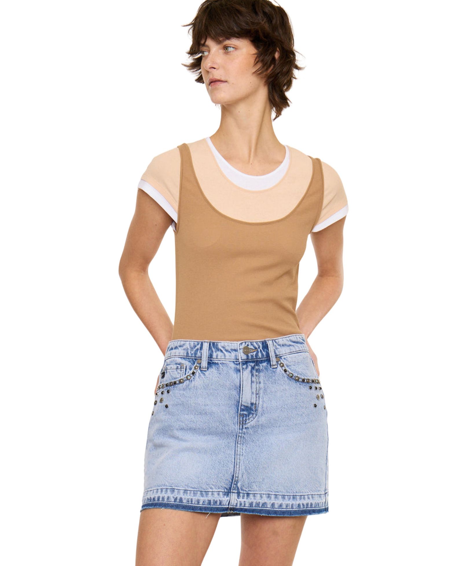 Женская джинсовая юбка KanCan USA Mildred Mid Rise Western Studded