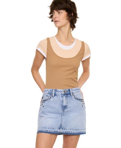 Женская джинсовая юбка KanCan USA Mildred Mid Rise Western Studded