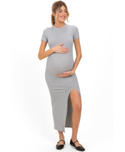 Pinkblush Women's Heather Short Sleeve High Slit Maxi Dress