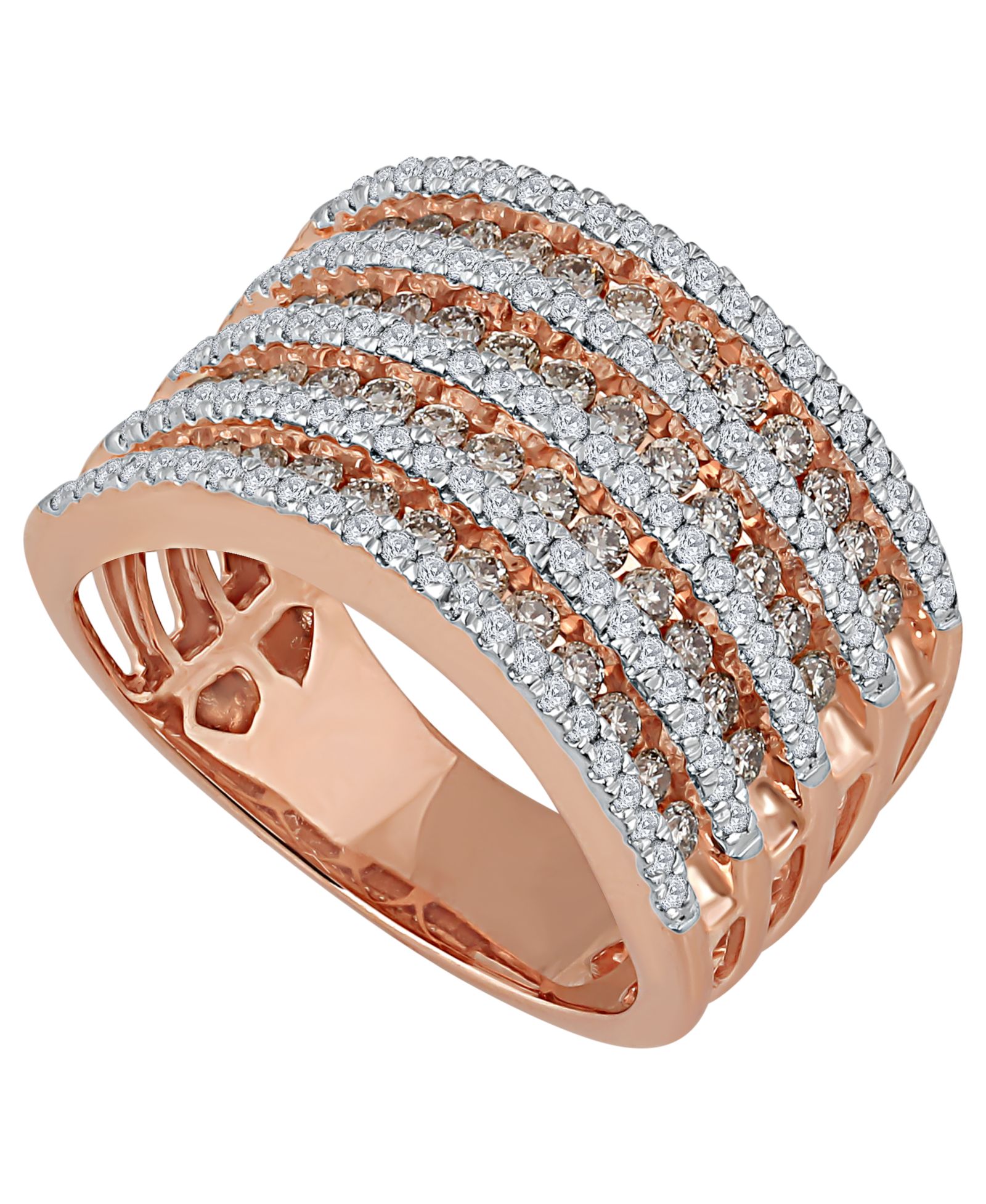 Кольцо с многорядным бриллиантом (1-1/2 ct. t.w.) из розового золота 14k