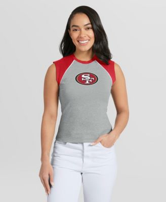 WEAR by Erin Andrews Women's Gray San Francisco 49ers Cropped Raglan Tank Top