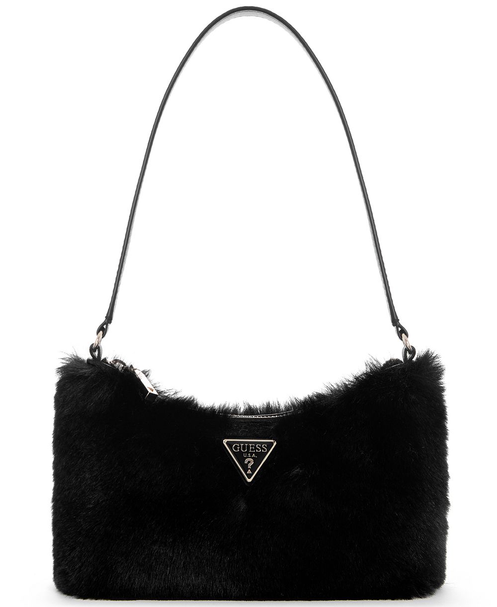 GUESS Faux Fur Shimmer Small Shoulder Handbag