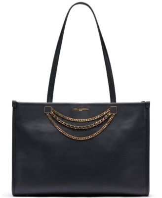 KARL LAGERFELD PARIS Jade Large Leather Laptop Tote Handbag