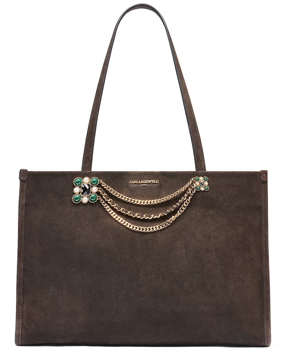 KARL LAGERFELD PARIS Jade Suede Large Tote Handbag