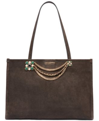 KARL LAGERFELD PARIS Jade Suede Large Tote Handbag