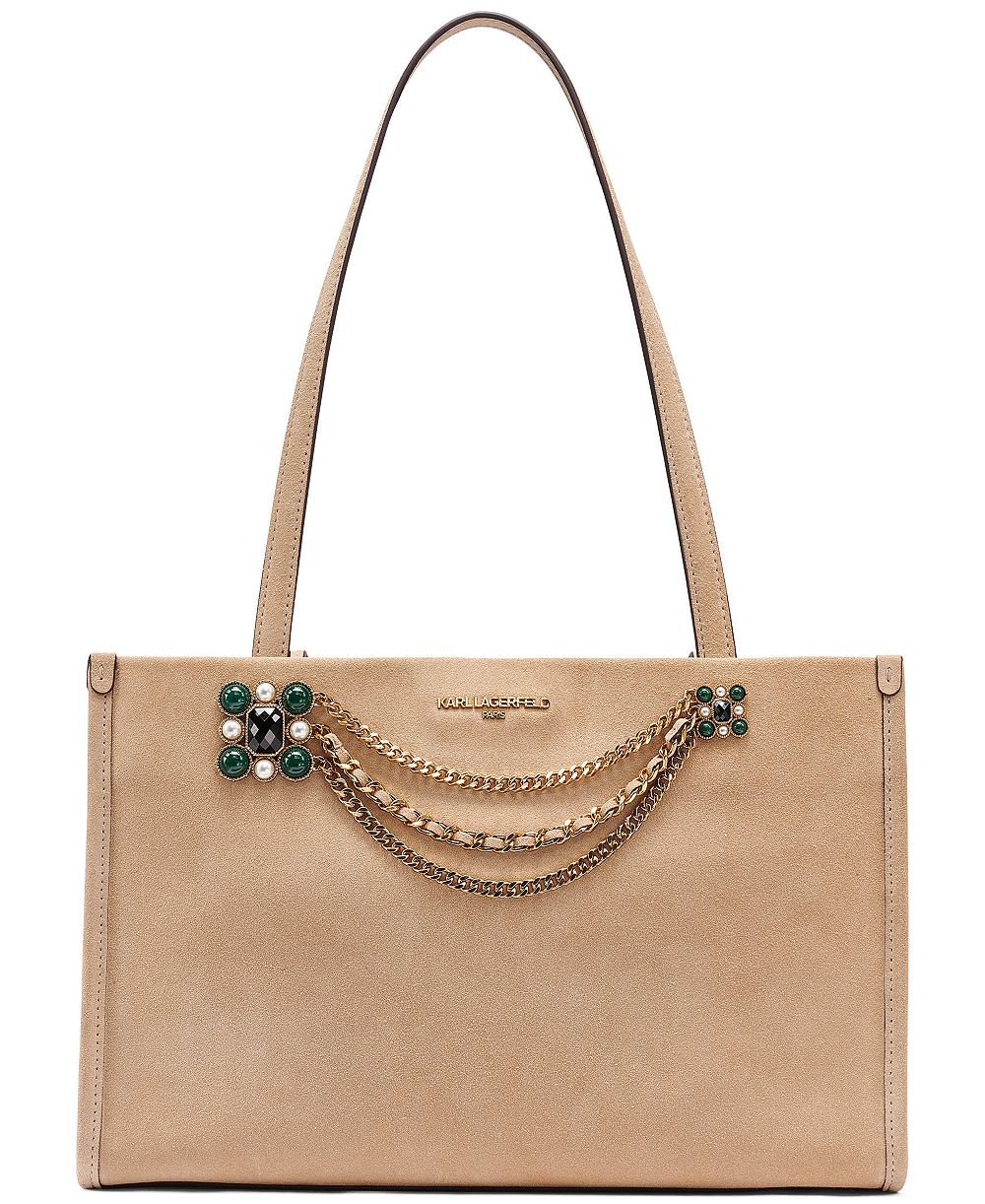KARL LAGERFELD PARIS Jade Leather Magnetic Medium Tote Handbag