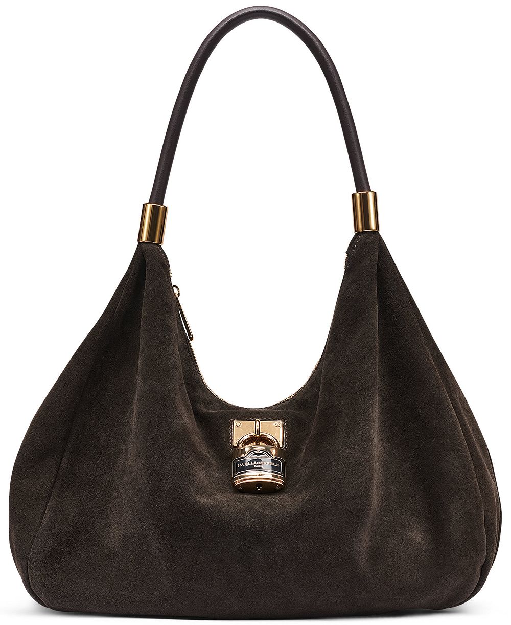 KARL LAGERFELD PARIS Maelynn Suede Large Hobo Handbag