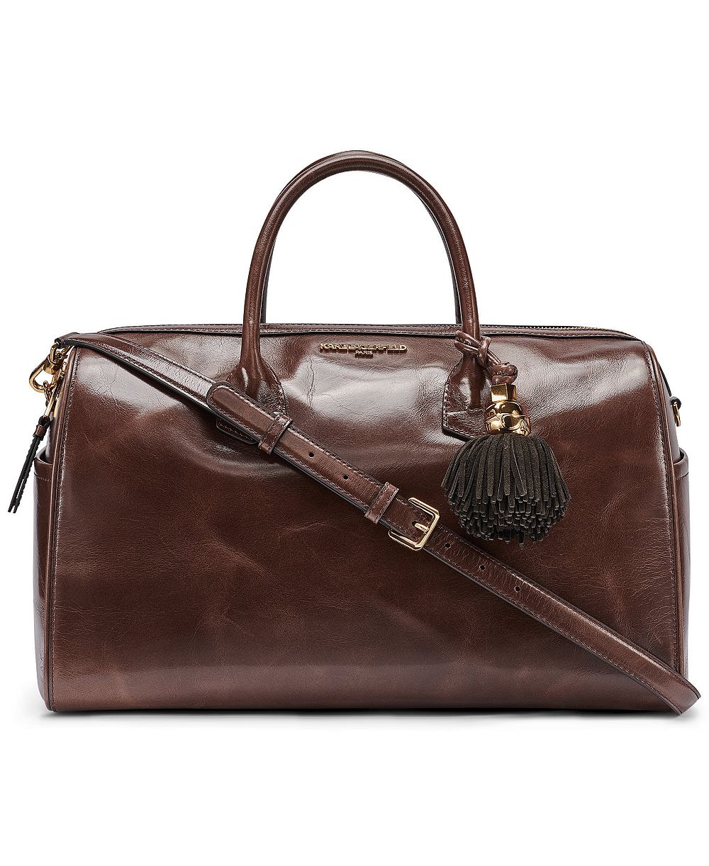 Karl Lagerfeld Paris Perette Barrel Medium Leather Crossbody Handbag