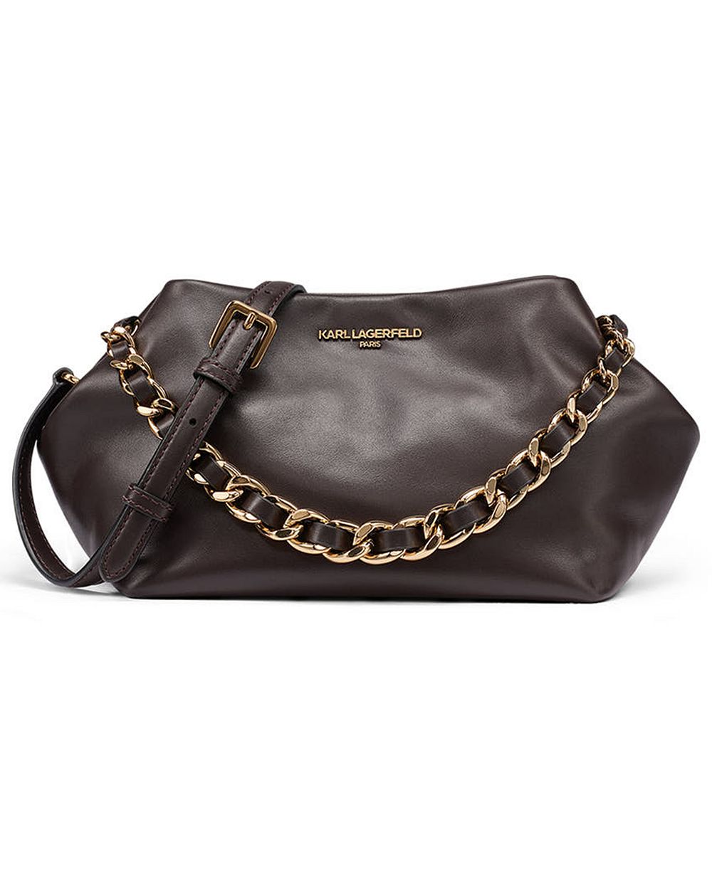 KARL LAGERFELD PARIS Giovanna Medium Leather Clutch Handbag