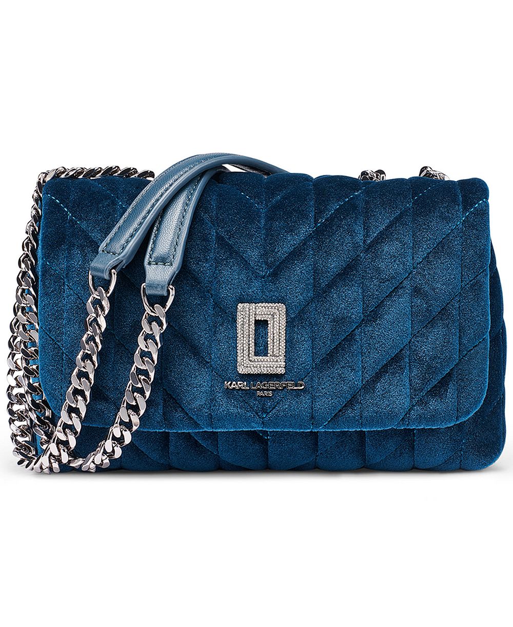 KARL LAGERFELD PARIS Lafayette Quilted Velvet Small Crossbody Shoulder Handbag