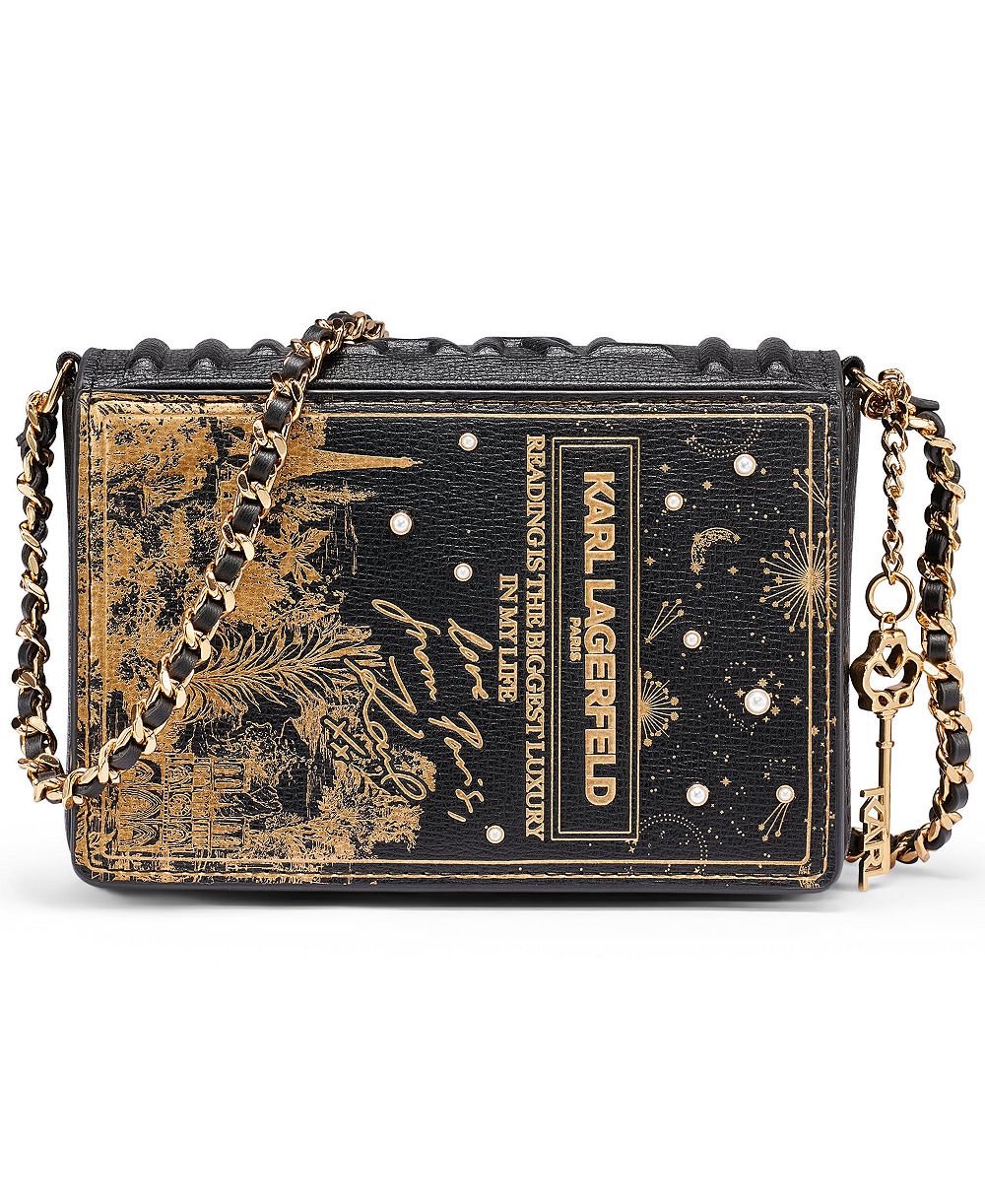 KARL LAGERFELD PARIS Ikons Book Mini Leather Crossbody Handbag
