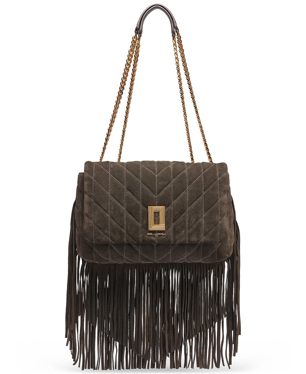 KARL LAGERFELD PARIS Lafayette Fringe Medium Shoulder Handbag