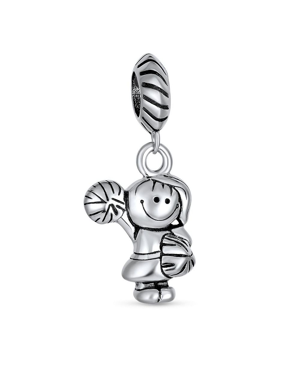 Браслет Bling Jewelry Cheerleader Soccer Player Dangle Charm Bead.925 Sterling Silver для европейских браслетов