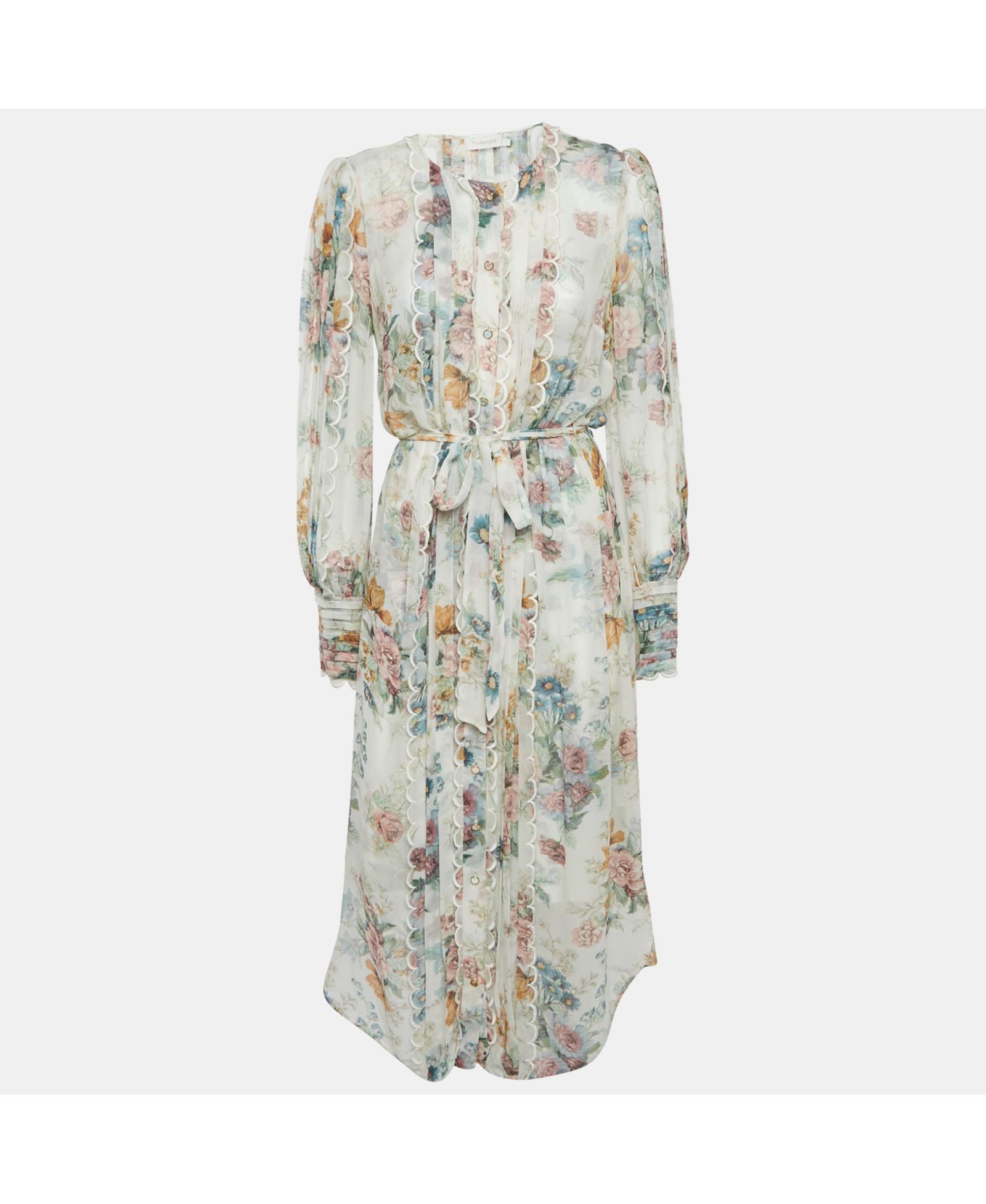 Pre-Owned Zimmermann женское длинное платье с цветочным принтом и волнистыми деталями
