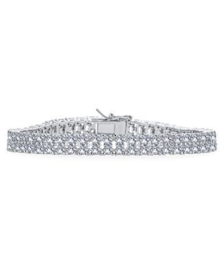 Bling Jewelry Classic Formal Bridal Two Row Statement CZ Cubic Zirconia Wide Tennis Bracelet 7.5 Inch