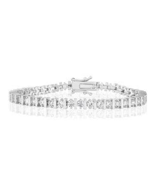 Simona Radiant Alternating Round CZ and Polished Lined Bracelet