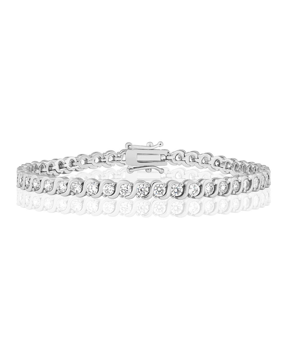 Браслет Simona Radiant Round CZ Polished Wave Design Tennis