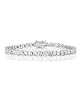 Simona Radiant Round CZ Polished Wave Design Tennis Bracelet