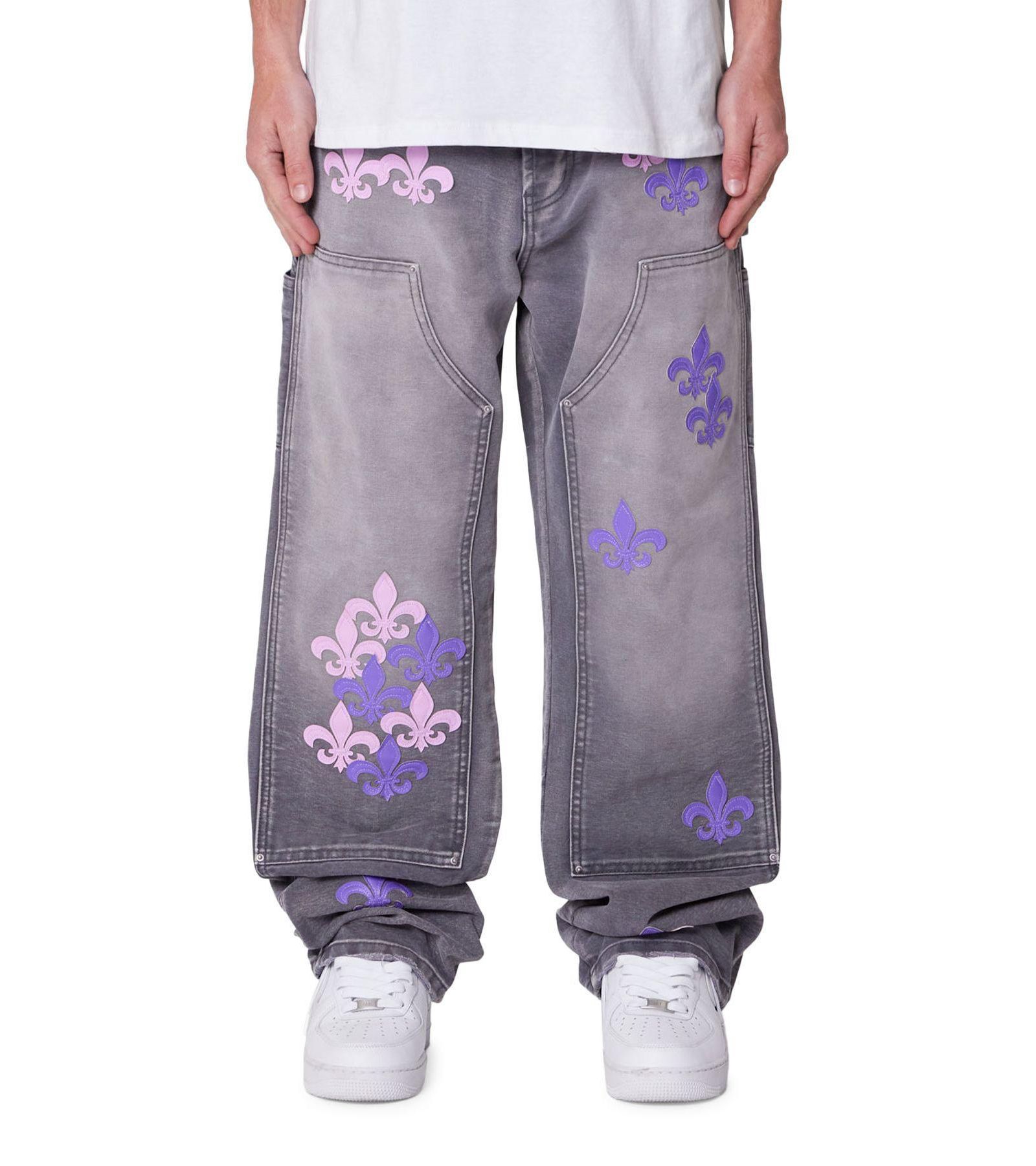 mnml Men's Ultra Baggy Fleur Embroidered Carpenter Pants