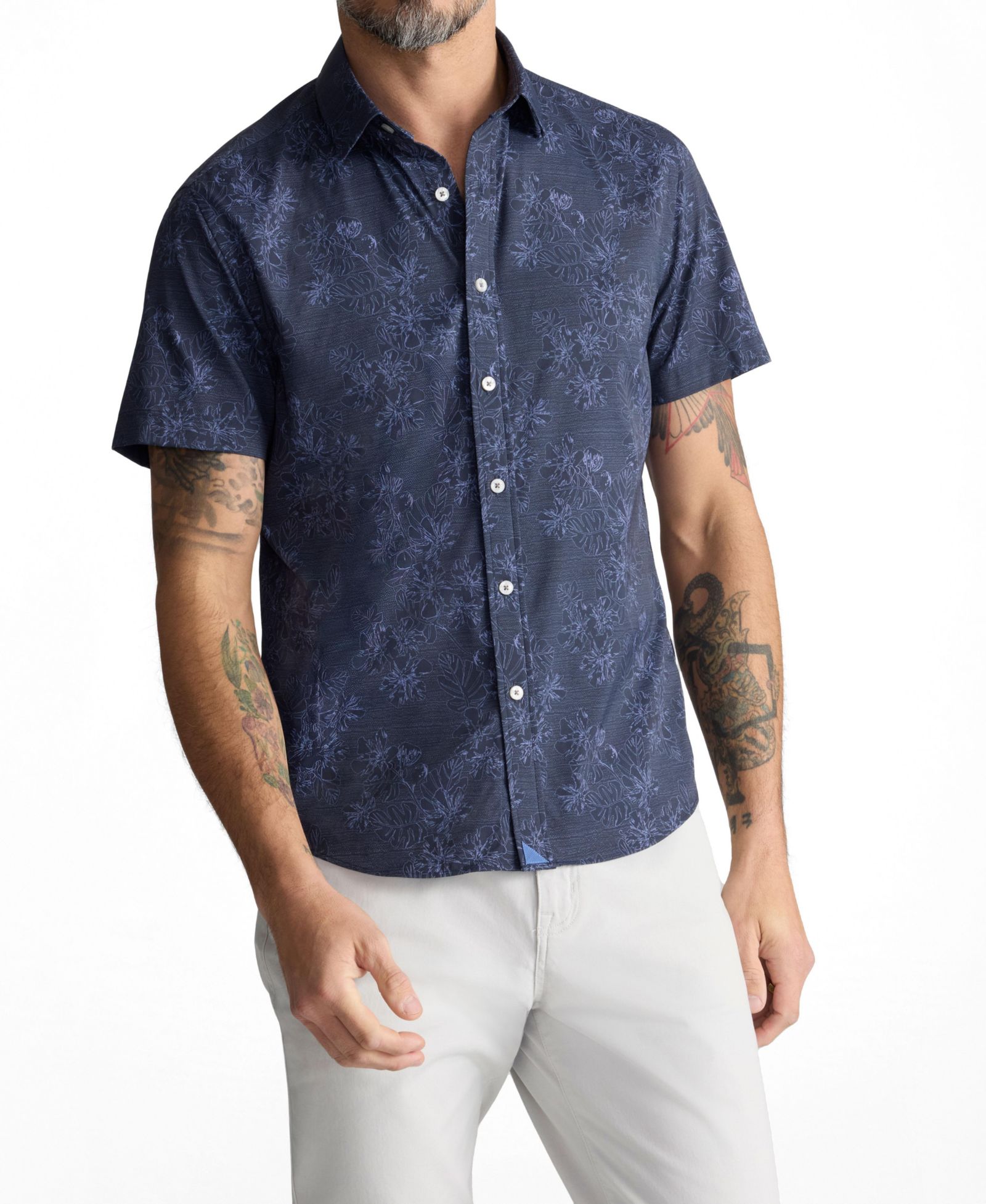 Мужская рубашка UNTUCKit Regular Fit Performance Short-Sleeve Islington