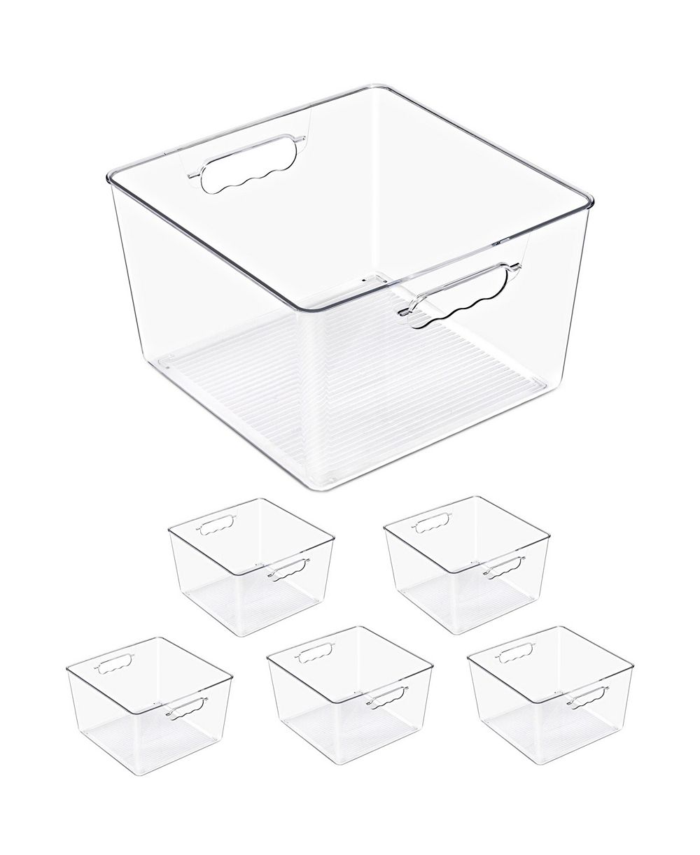 Sorbus 6 Pack Large Square Stackable Storage Bins with Handles - for Storage, Closet, Shelf and Home Organization