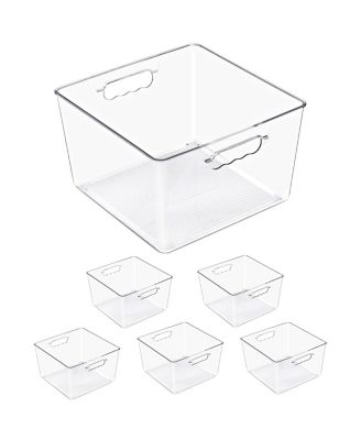 Sorbus 6 Pack Large Square Stackable Storage Bins with Handles - for Storage, Closet, Shelf and Home Organization
