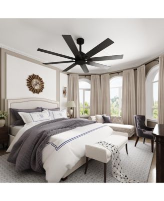 Modern 8-Blade Ceiling Fan with Dual-Sided Wood Blades - Black DC Motor Fan with Remote | Reversible for Summer Cooling and Winter Heat Circulation