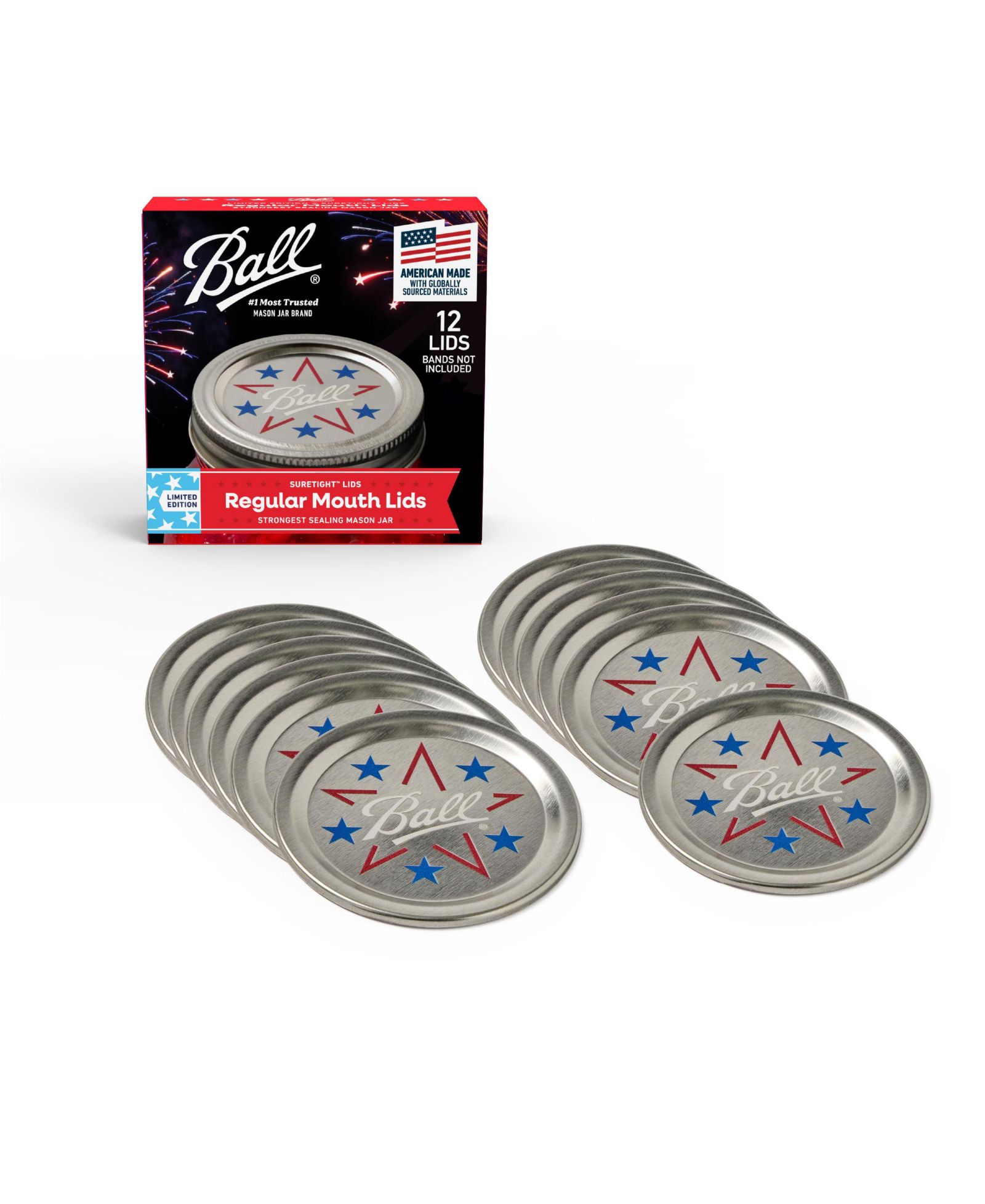 Ball Limited Edition Americana Mason Jar Lids, Regular Mouth Lids for Mason Jars