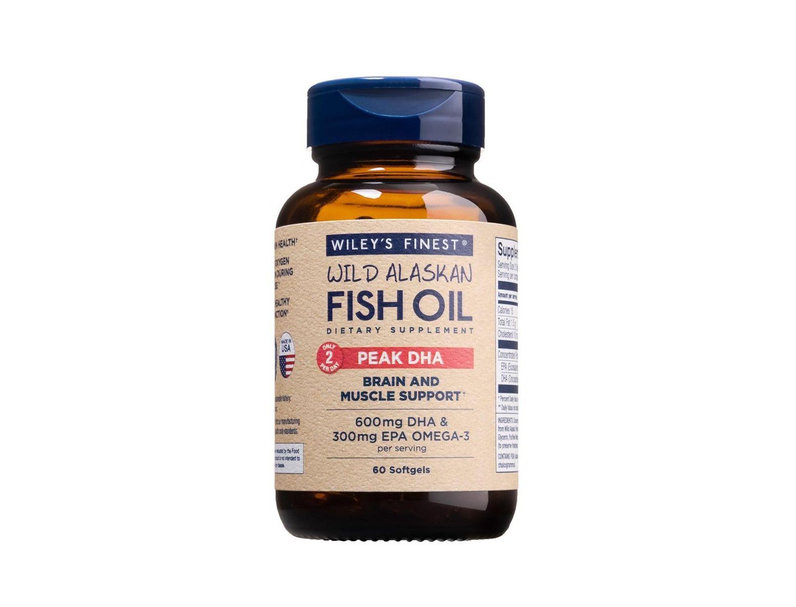 Рыбий жир Wiley's Finest Wild Alaskan Fish Oil Peak DHA - 900mg EPA и DHA Omega-3 60 Softgels