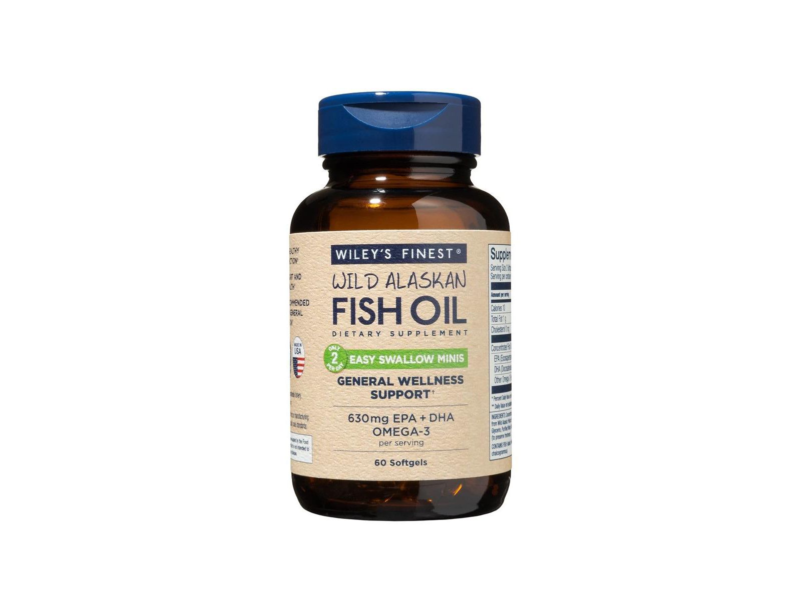 Рыбий жир Wiley's Finest Wild Alaskan Fish Oil Minis 630mg EPA и DHA Omega-3 для взрослых и детей 60 Mini Softgels