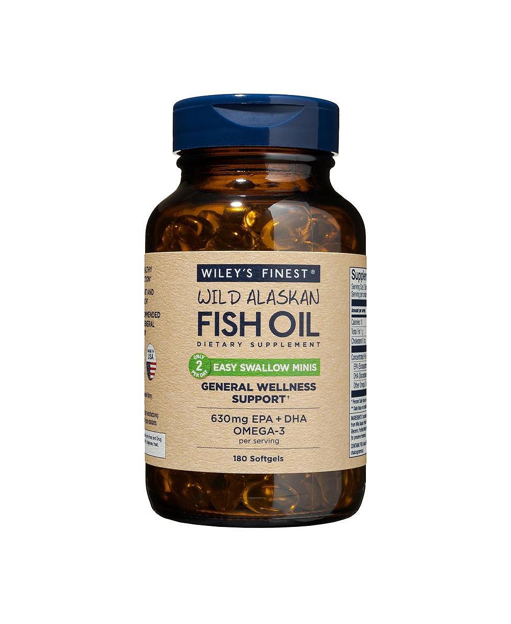 Рыбий жир Wiley's Finest Wild Alaskan Fish Oil Minis - 630mg EPA и DHA Omega-3 для взрослых и детей - 180 мини-капсул (90 порций)