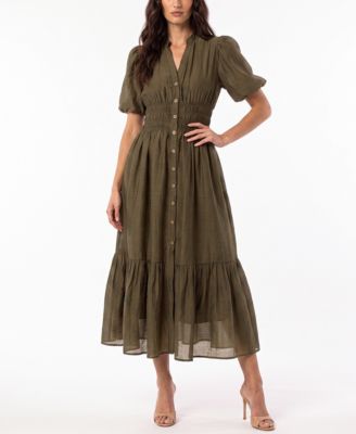 Taylor Women's Puff-Sleeve Shirt Dress