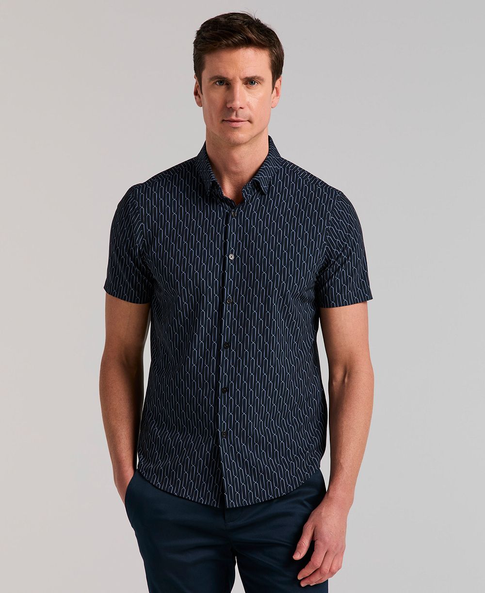 Perry Ellis Men's Abstract Square Print Shirt
