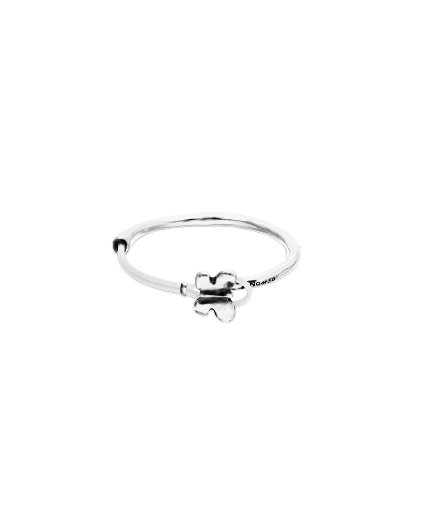 UNOde50 Sterling Silver Leather Threat and Butterfly Semi-Rigid Bracelet