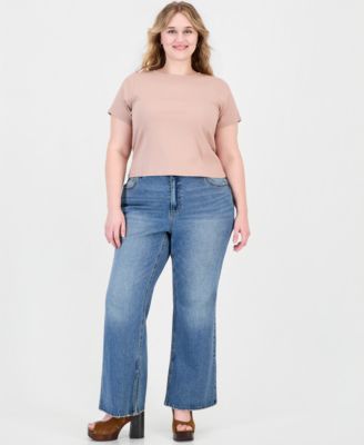 And Now This Trendy Plus Size Side Slit High-Rise Bootcut Denim Jeans, Macy's Exclusive
