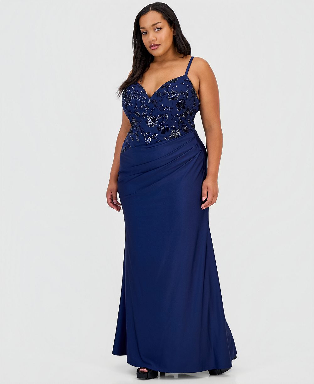 Женское вечернее платье B Darlin Sequinned Pleated Plus Size
