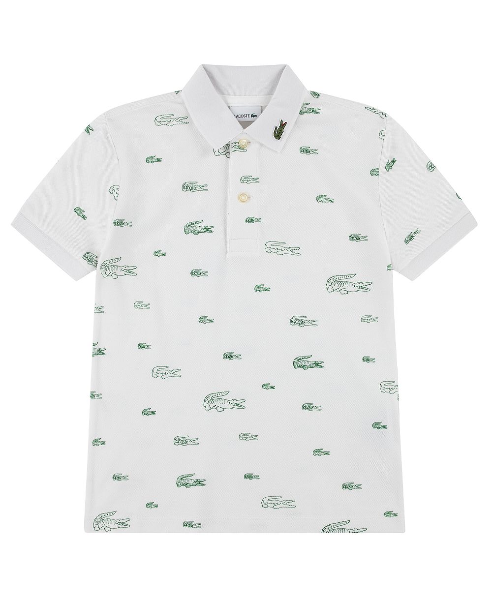 Lacoste Boys' 10-16 Short-Sleeve Line Croc Printed Polo Shirt